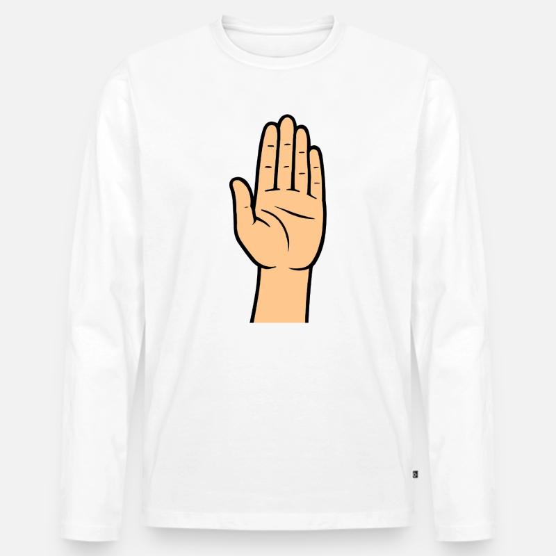 Hand Comic - Männer Premium Bio Langarmshirt - Weiß