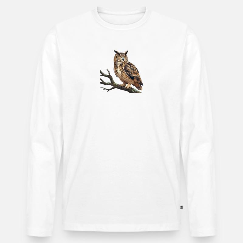 Uhu Eule - Männer Premium Bio Langarmshirt - Weiß
