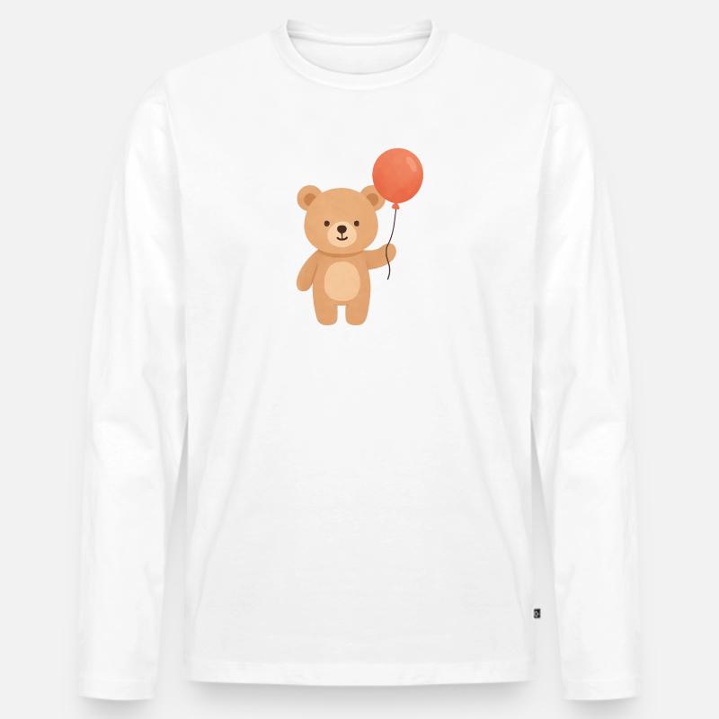 Ballonbär-Laune - Männer Premium Bio Langarmshirt - Weiß