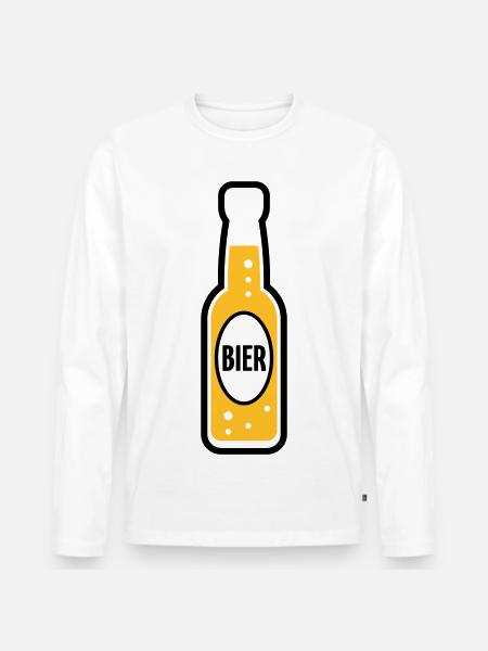 Bierflasche (Bier / Bierchen / POS 2C) - Männer Premium Bio Langarmshirt - Weiß
