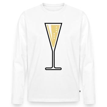 Glass Of Sparkling Wine (Funnel / Closed / 3C) - Men's Premium Organic Long Sleeve Shirt - white - Front - Nico (187cm)