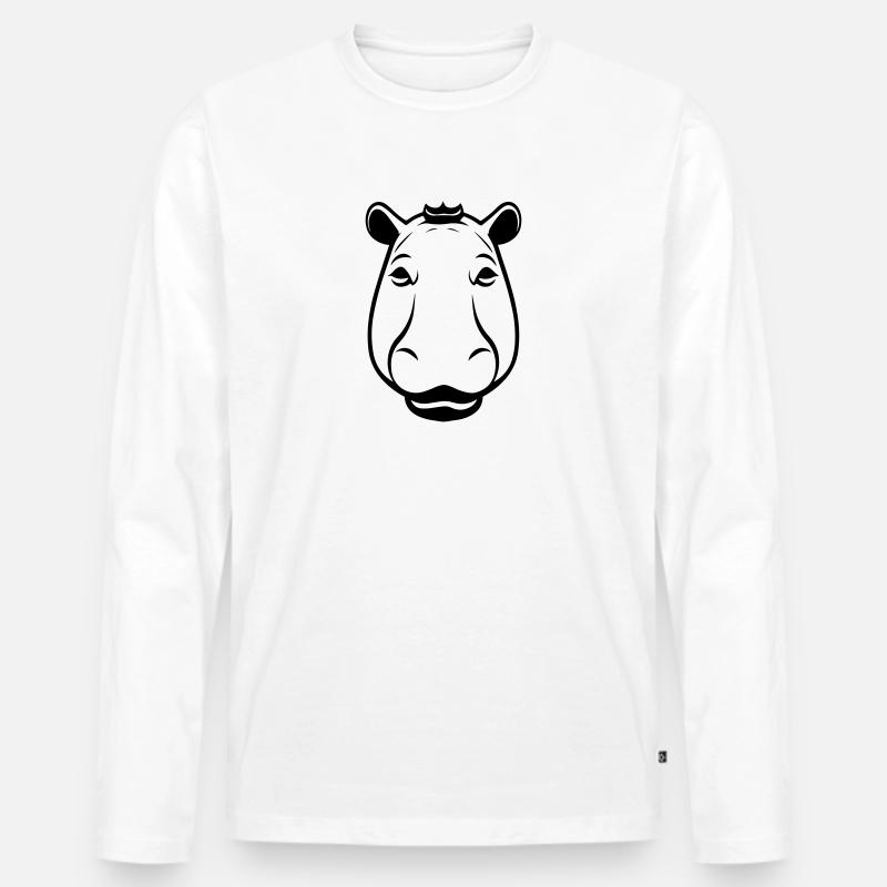 Nilpferd - Männer Premium Bio Langarmshirt - Weiß