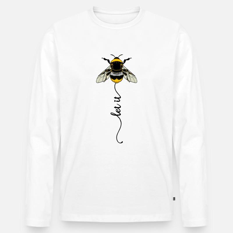 Biene Hummel - Männer Premium Bio Langarmshirt - Weiß