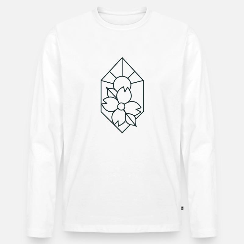 Sakura Blumendiamant - Männer Premium Bio Langarmshirt - Weiß
