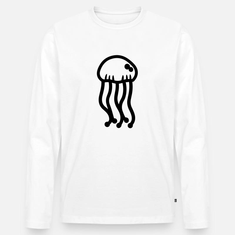 Qualle - Männer Premium Bio Langarmshirt - Weiß