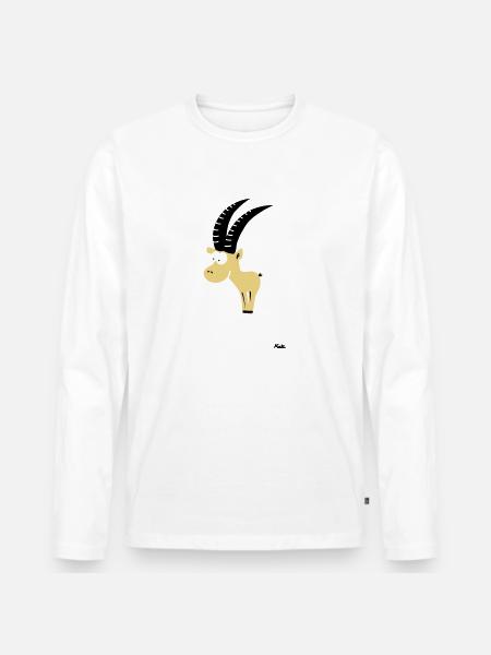 Steinbock (farbig) - Männer Premium Bio Langarmshirt - Weiß