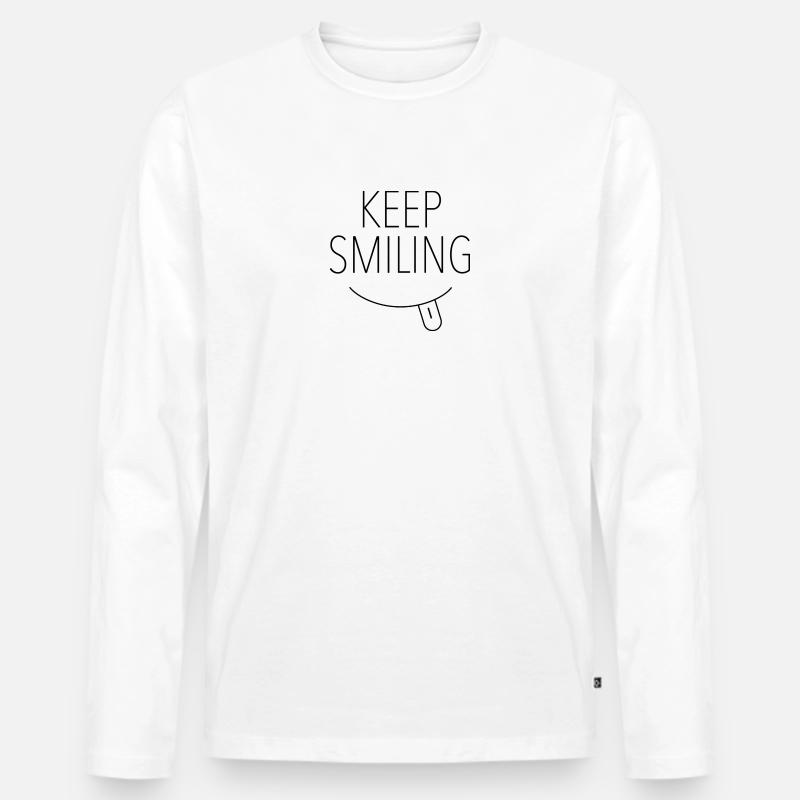 Keep Smiling | Bitte lächeln - Männer Premium Bio Langarmshirt - Weiß