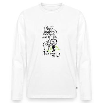 franc comtois bourrer saoul avant moi - T-shirt manches longues Premium bio Homme - blanc - Devant - Nico (187cm)