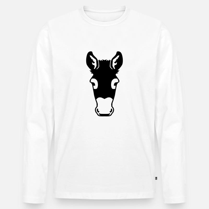 Esel - Männer Premium Bio Langarmshirt - Weiß