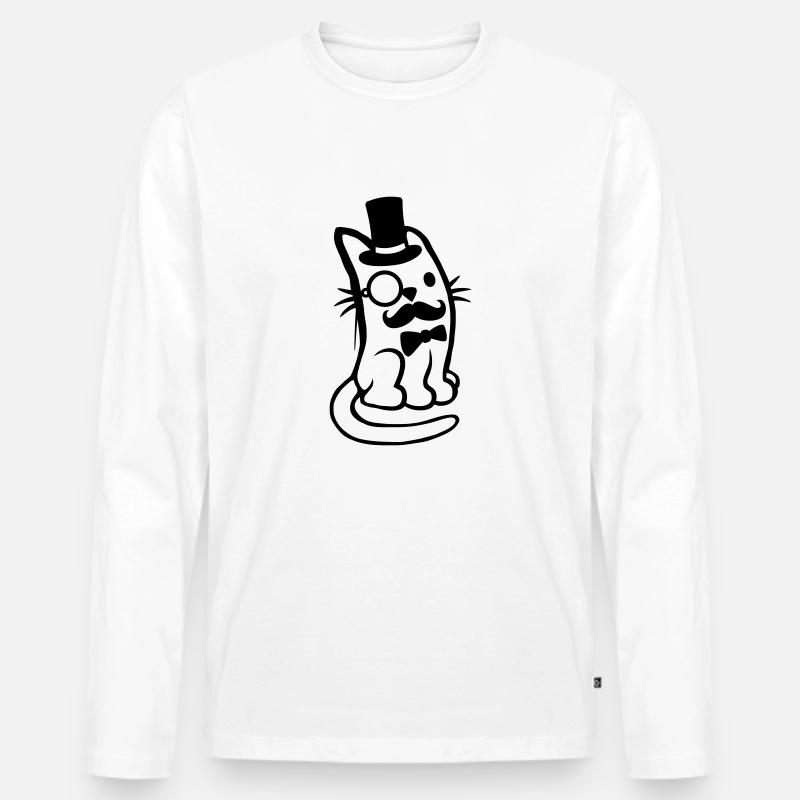 Herr Katze Bart Mann - Männer Premium Bio Langarmshirt - Weiß