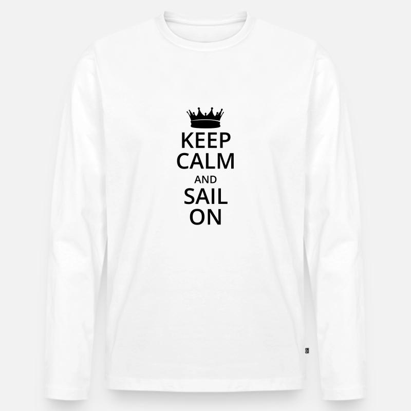 Keep calm and sail on - Männer Premium Bio Langarmshirt - Weiß