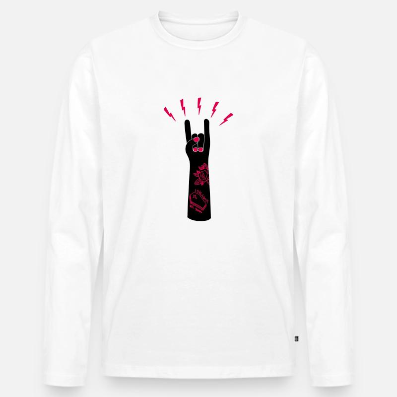Rock ’n’ Roll - Männer Premium Bio Langarmshirt - Weiß