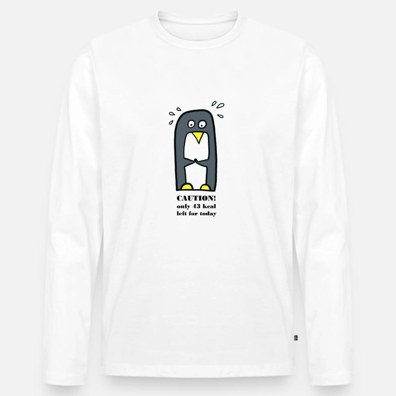 Pinguin auf Diät - Männer Premium Bio Langarmshirt - Weiß