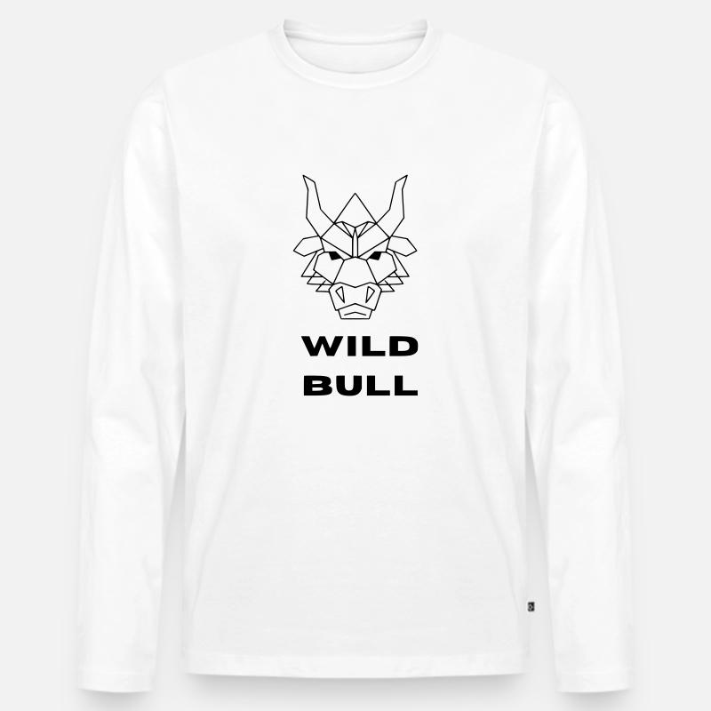 Wild Bull 2 - Männer Premium Bio Langarmshirt - Weiß
