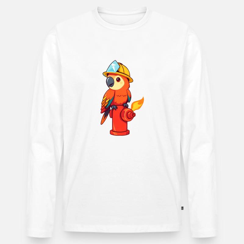 Fröhlicher Bauheld mit Edelsteinschatz - Männer Premium Bio Langarmshirt - Weiß