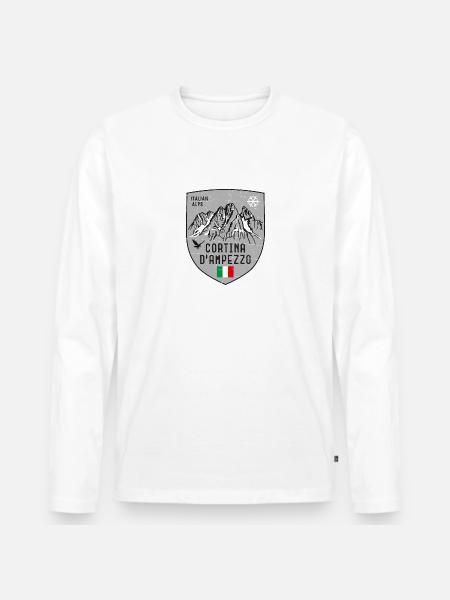 Cortina d'Ampezzo Monte Cristallo Italia Stemma - Maglia a manica lunga ecologica premium da uomo - bianco