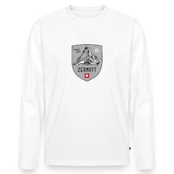 Zermatt Matterhorn Suisse Armoiries - T-shirt manches longues Premium bio Homme - blanc - Devant - Nico (187cm)