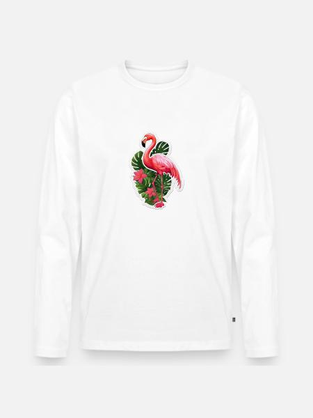 Flamingo - Men's Premium Organic Long Sleeve Shirt - white