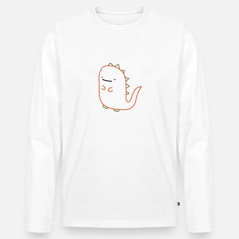 Dino - Männer Premium Bio Langarmshirt - Weiß
