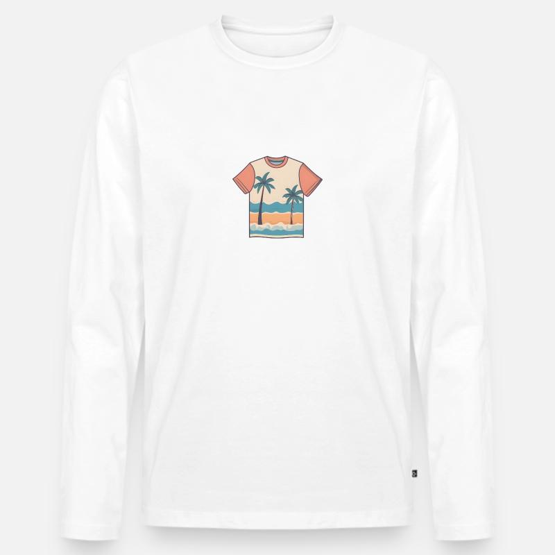 Beachfront Bliss - Männer Premium Bio Langarmshirt - Weiß