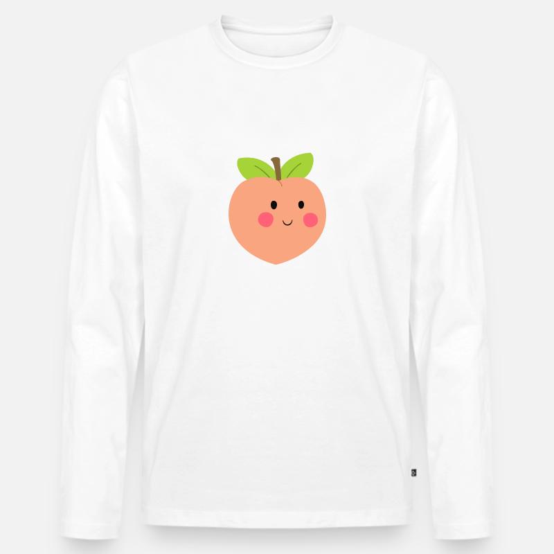 Süßer Pfirsich - Männer Premium Bio Langarmshirt - Weiß