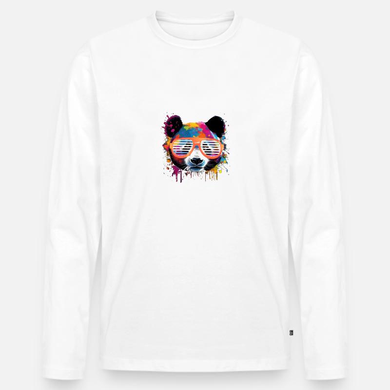 Panda,pandabär,bär, Graffiti,bunt - Männer Premium Bio Langarmshirt - Weiß