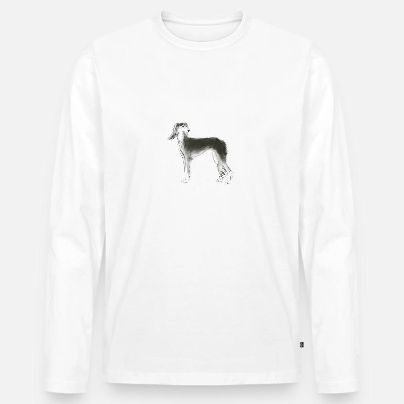 Saluki - Männer Premium Bio Langarmshirt - Weiß