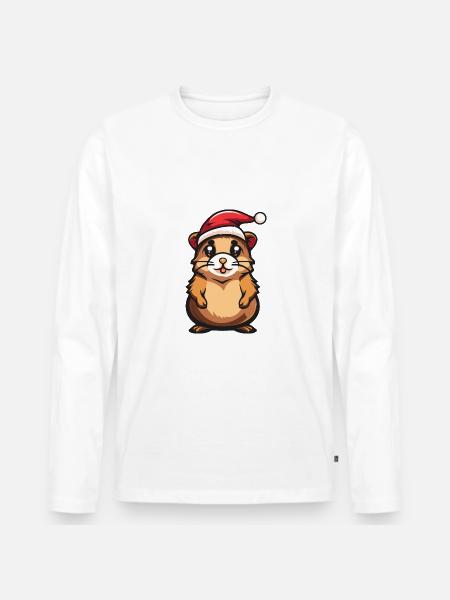 Hamster Christmas - Men's Premium Organic Long Sleeve Shirt - white