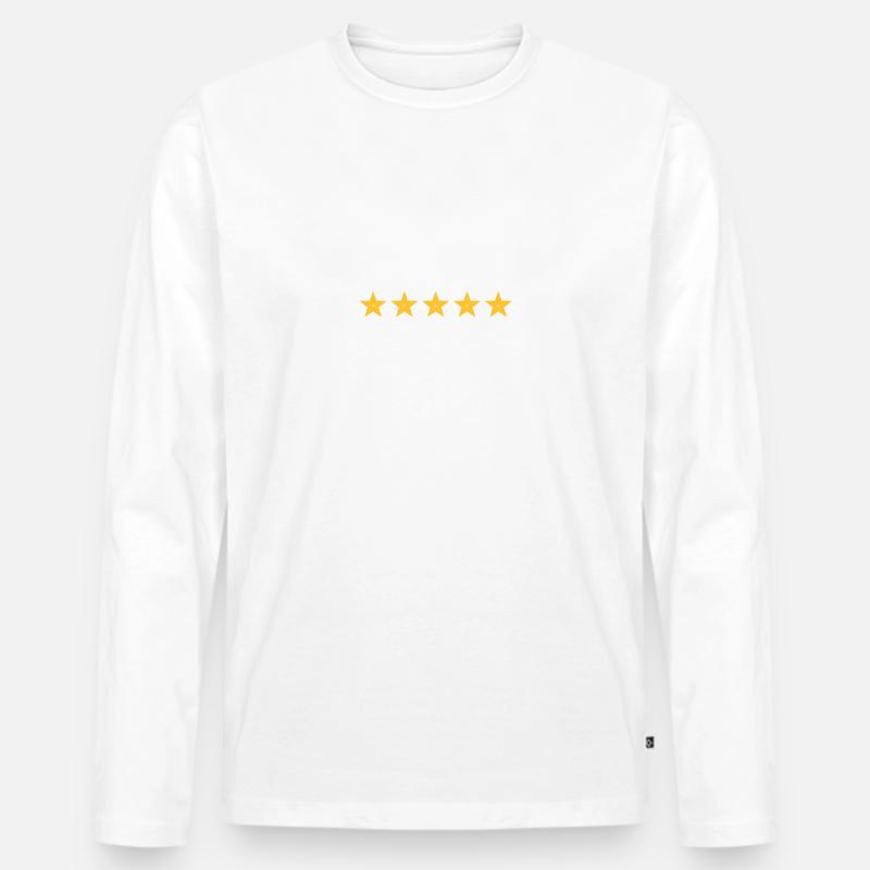 5 Sterne, 3d, 1fb - Männer Premium Bio Langarmshirt - Weiß