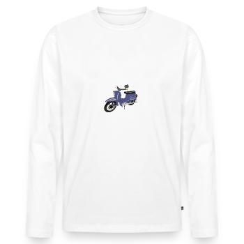 Simson Schwalbe blau - Männer Premium Bio Langarmshirt - Weiß - Vorne - Nico (187cm)