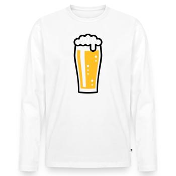 Beer Glass (Beer Drinker / Pale Ale / 3C) - Men's Premium Organic Long Sleeve Shirt - white - Front - Nico (187cm)