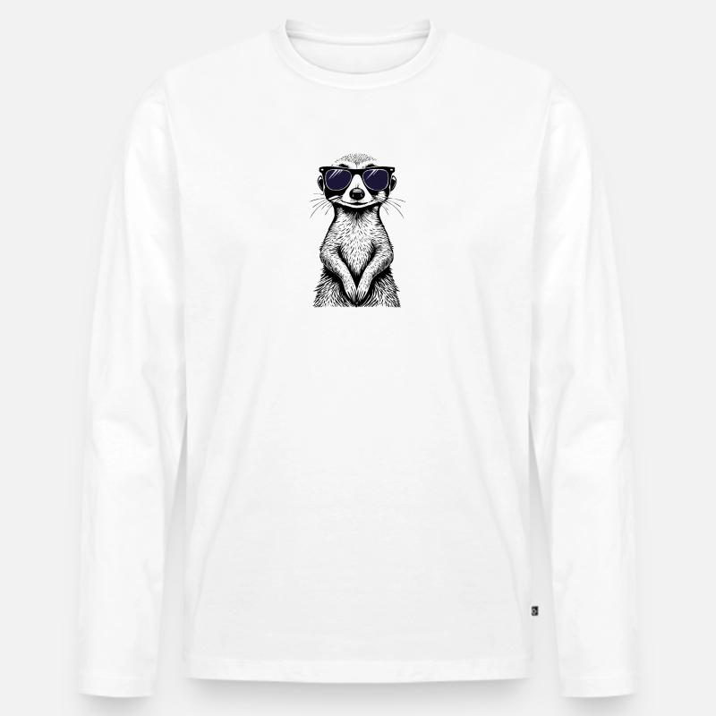 Erdmännchen Meerkat - Männer Premium Bio Langarmshirt - Weiß