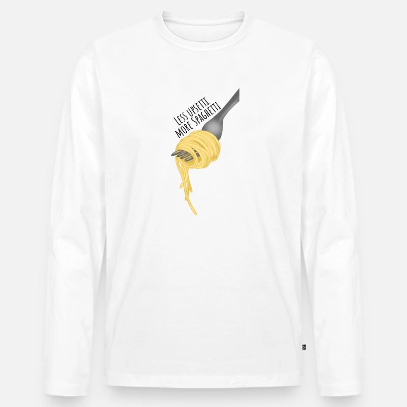 Less upsetti more Spaghetti - Männer Premium Bio Langarmshirt - Weiß