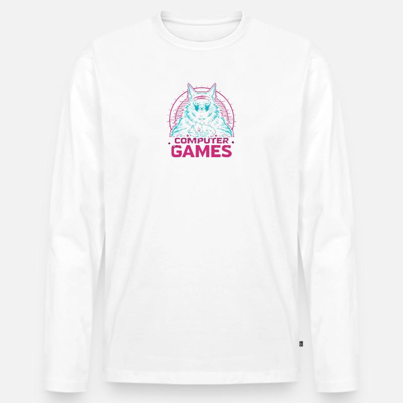 Games Logo mit Neon-Design - Männer Premium Bio Langarmshirt - Weiß