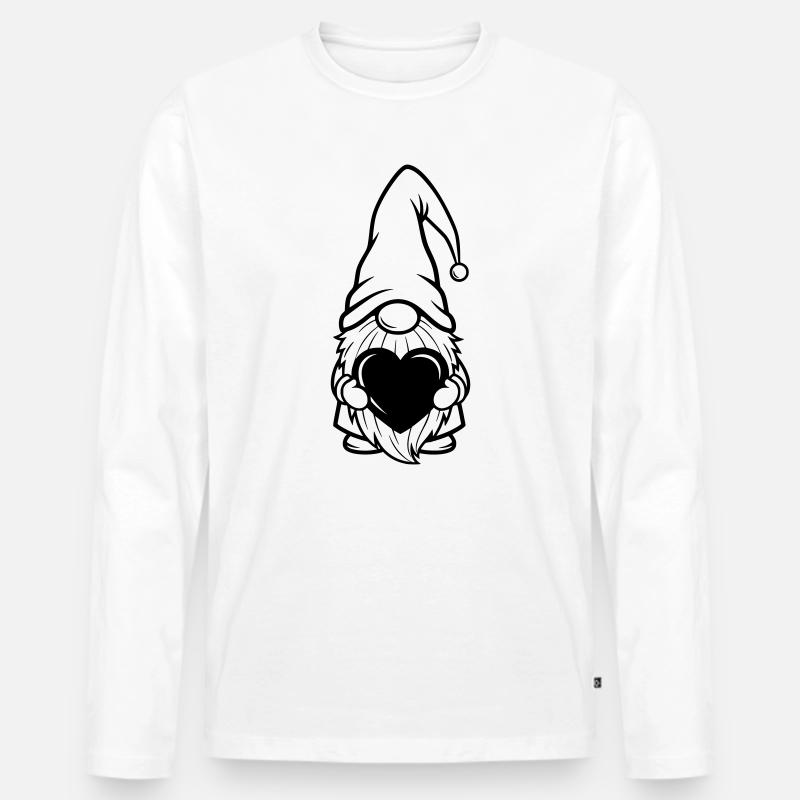 Wichtel mit Herz Geschenkmotiv - Männer Premium Bio Langarmshirt - Weiß