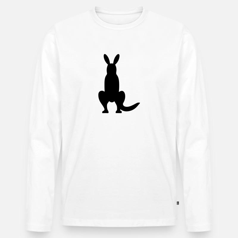 Känguru - Männer Premium Bio Langarmshirt - Weiß