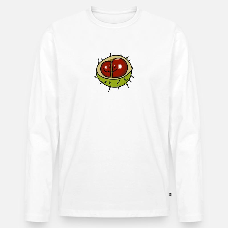 Kastanie Paar Liebe - Männer Premium Bio Langarmshirt - Weiß