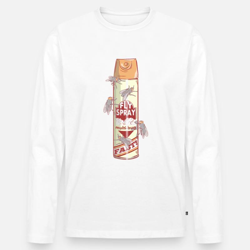 Lustige Dose Fliegenspray - Männer Premium Bio Langarmshirt - Weiß