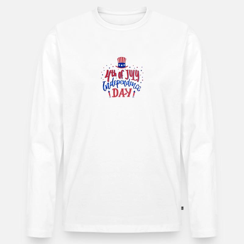 4. Juli - Männer Premium Bio Langarmshirt - Weiß
