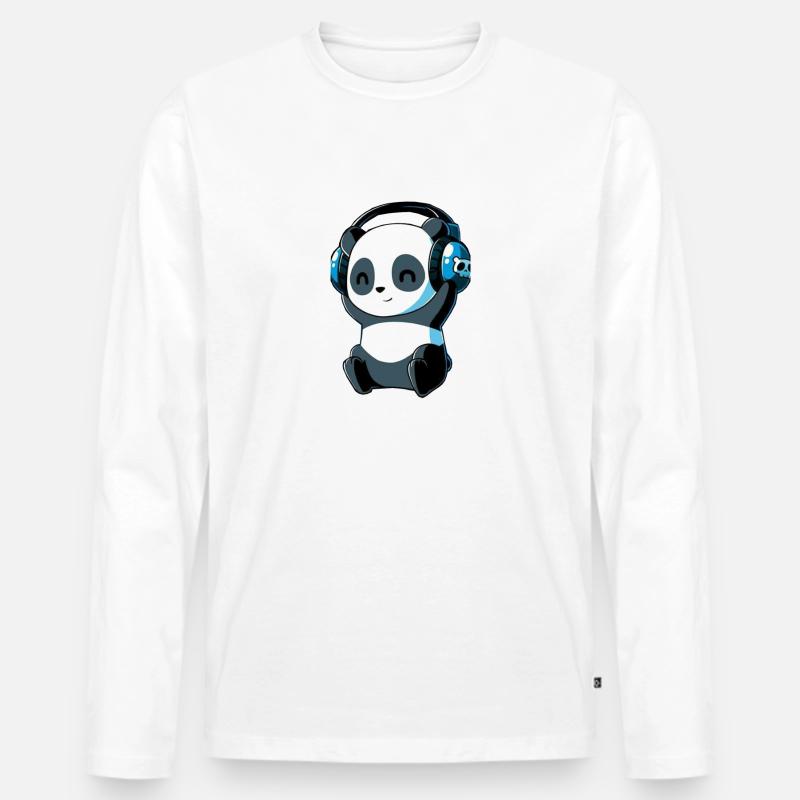 Cute Panda - Männer Premium Bio Langarmshirt - Weiß