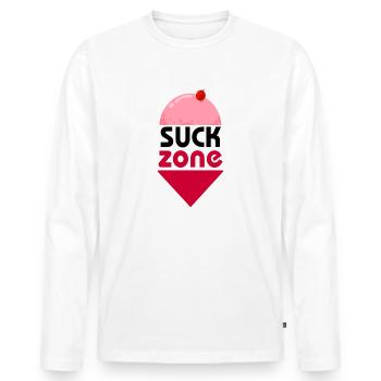 SUCK ZONE - Men's Premium Organic Long Sleeve Shirt - white - Front - Nico (187cm)
