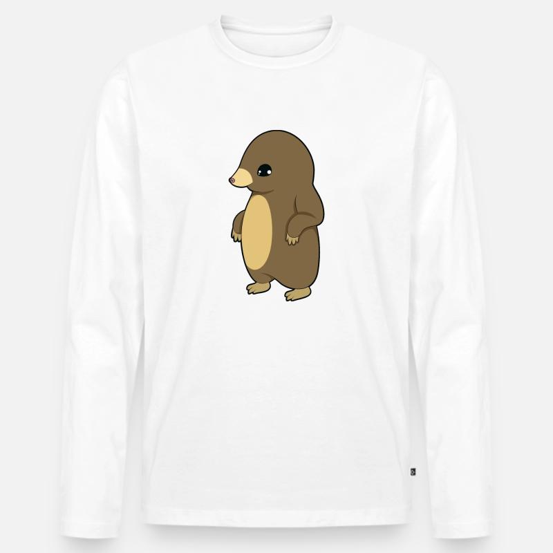Maulwurf - Männer Premium Bio Langarmshirt - Weiß