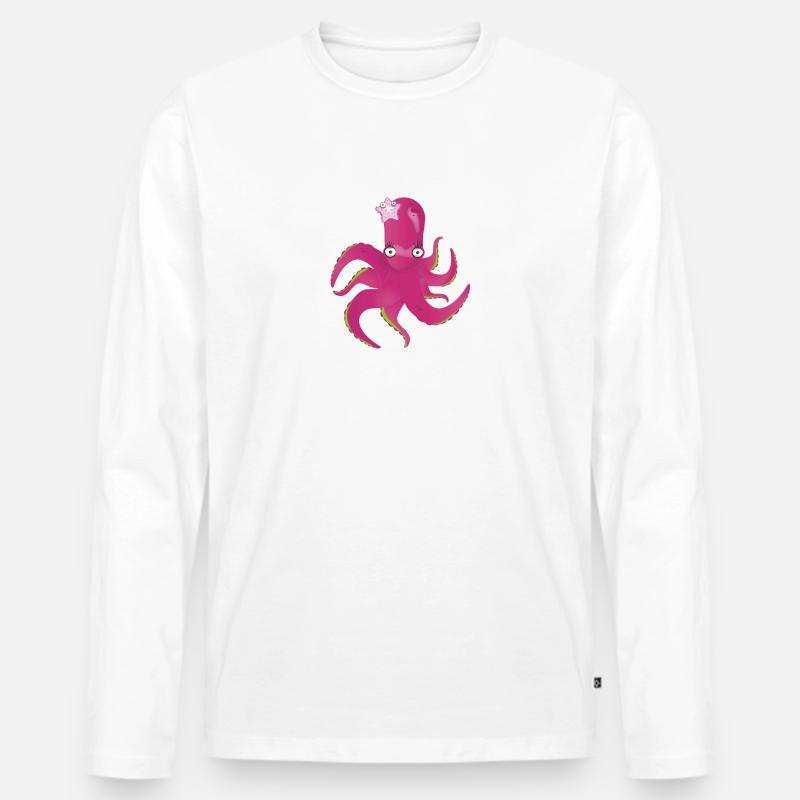 Krake - Männer Premium Bio Langarmshirt - Weiß
