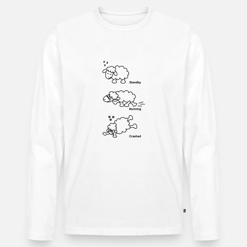 Schaf Standby Running Crashed - Männer Premium Bio Langarmshirt - Weiß
