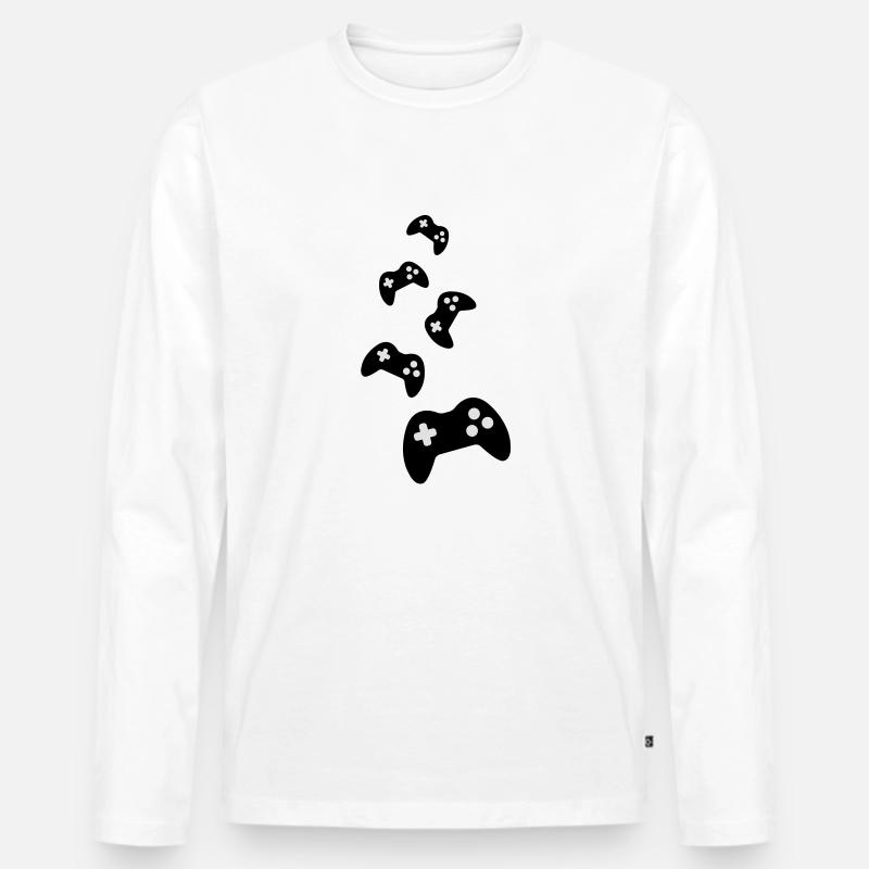 Controller Pads - Männer Premium Bio Langarmshirt - Weiß