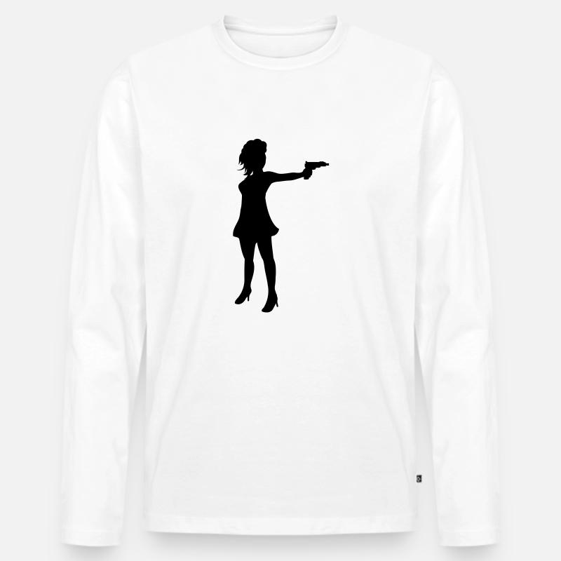 luder mit knarre - Männer Premium Bio Langarmshirt - Weiß
