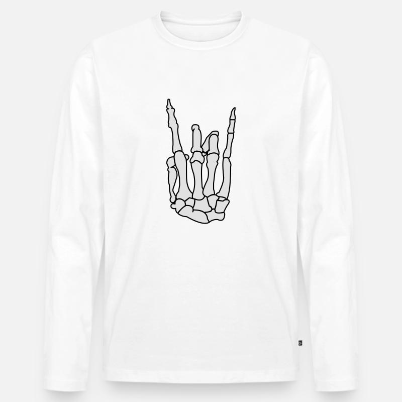 skull_hand_02 - Männer Premium Bio Langarmshirt - Weiß