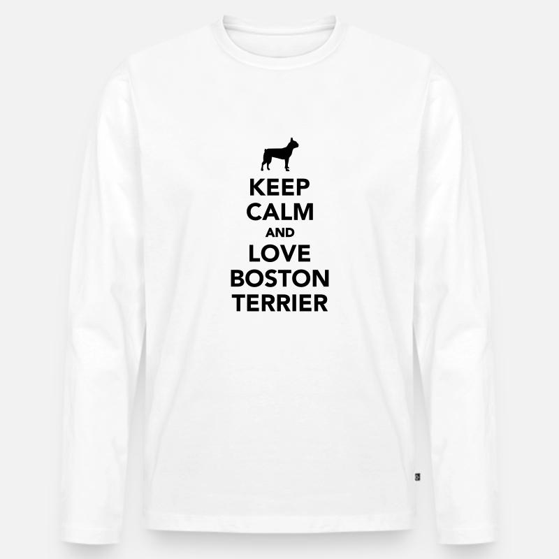 Boston Terrier - Männer Premium Bio Langarmshirt - Weiß