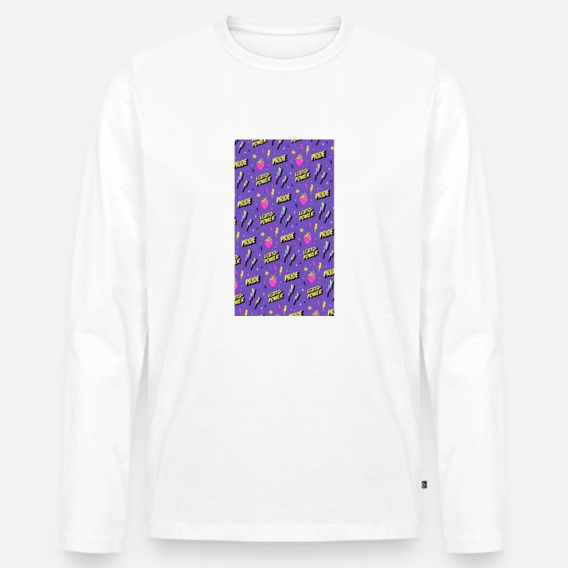 LGBTIQ Pride Month Pattern - Männer Premium Bio Langarmshirt - Weiß