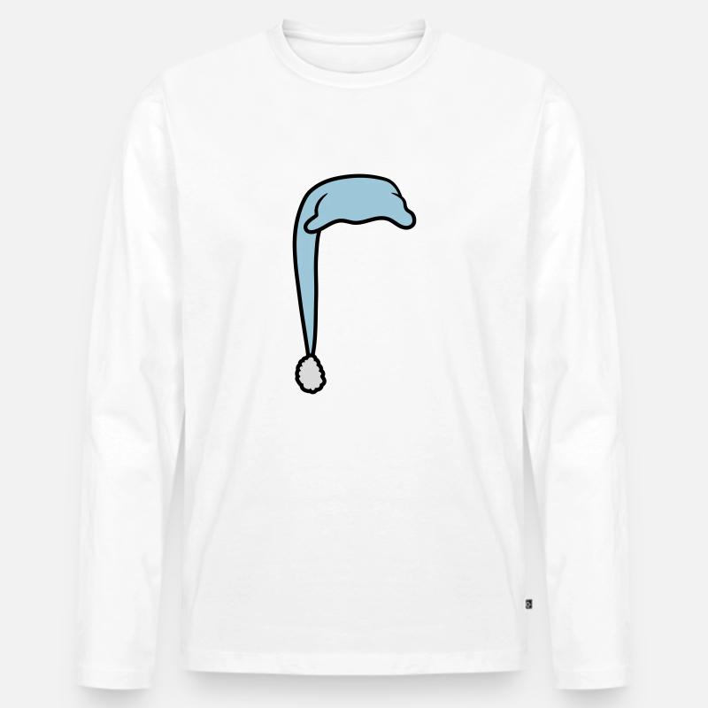Schlafmütze mit Bommel - Männer Premium Bio Langarmshirt - Weiß